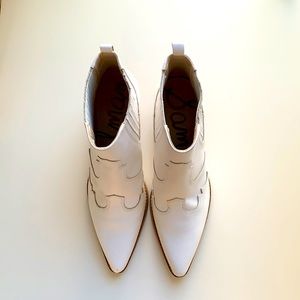 Sam Edelman size 11 White Cowboy Booties NEW